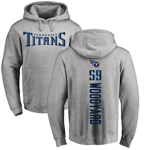 Tennessee Titans Men Ash Wesley Woodyard Backer NFL Football #59 Pullover Hoodie Sweatshirts